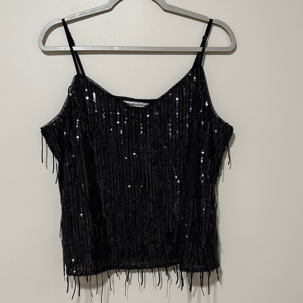 NWT Abercrombie & Fitch Black Sequin Cami